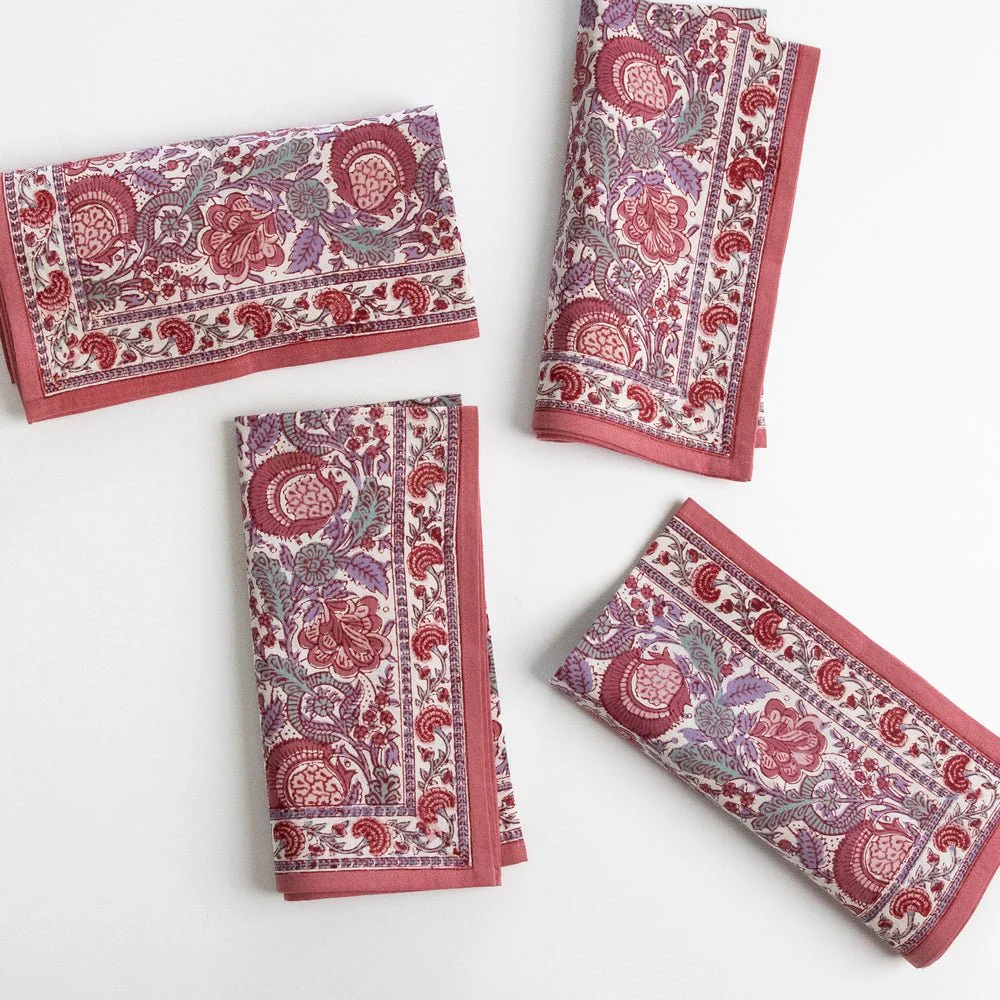 Bohemian Floral Dusty Rose Napkin | Set of 4 - Image 4