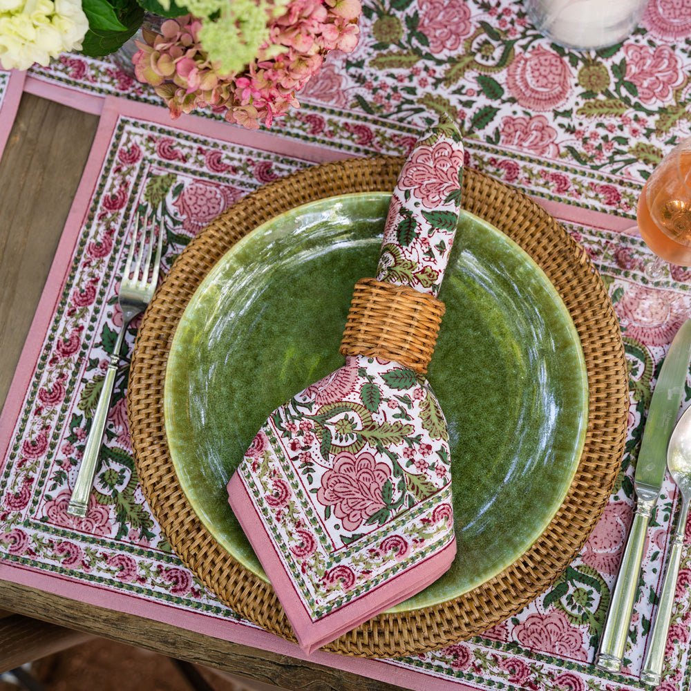 Bohemian Floral Moss & Mauve Napkin | Set of 4 - Image 3