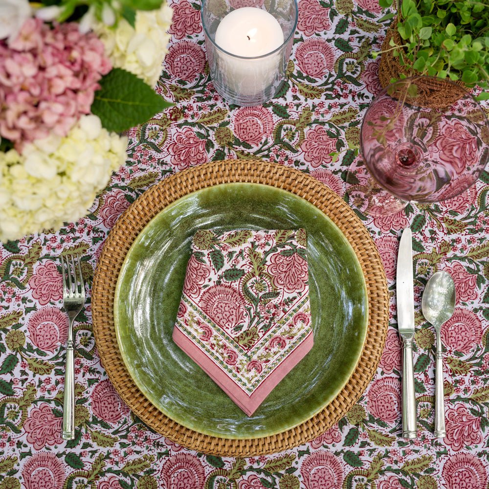 Bohemian Floral Moss & Mauve Napkin | Set of 4 - Image 4
