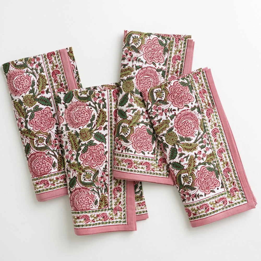 Bohemian Floral Moss & Mauve Napkin | Set of 4 - Image 5