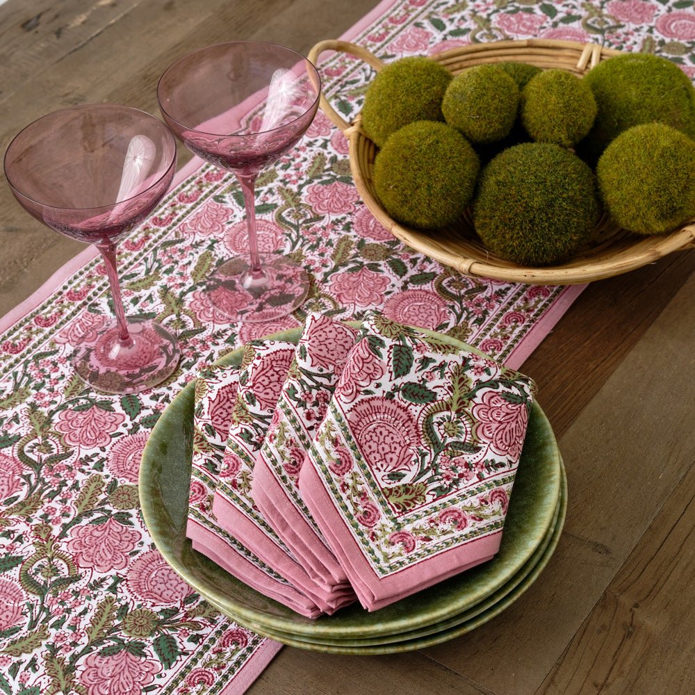 Bohemian Floral Moss & Mauve Table Runner - Image 4