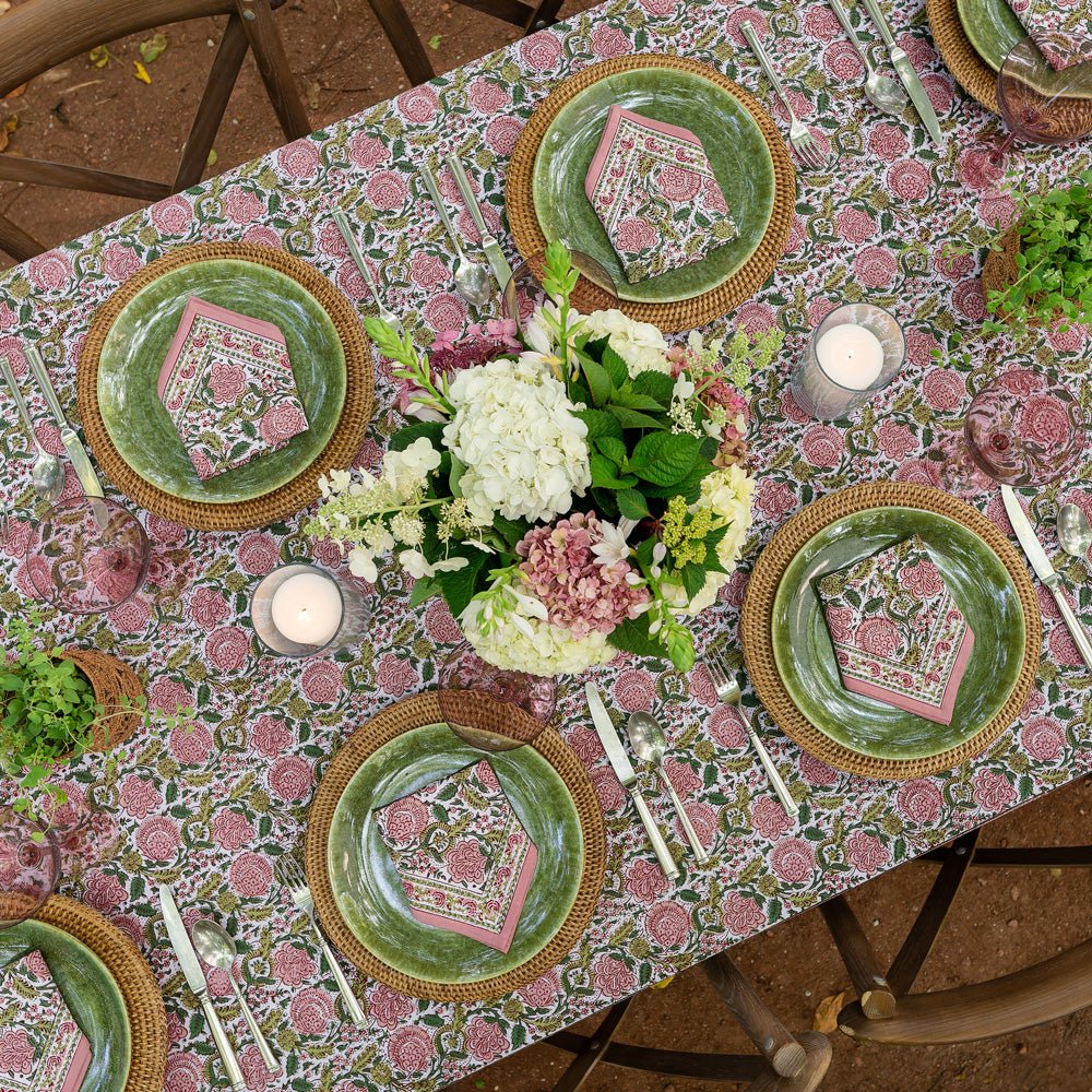 Bohemian Floral Moss & Mauve Tablecloth - Image 3