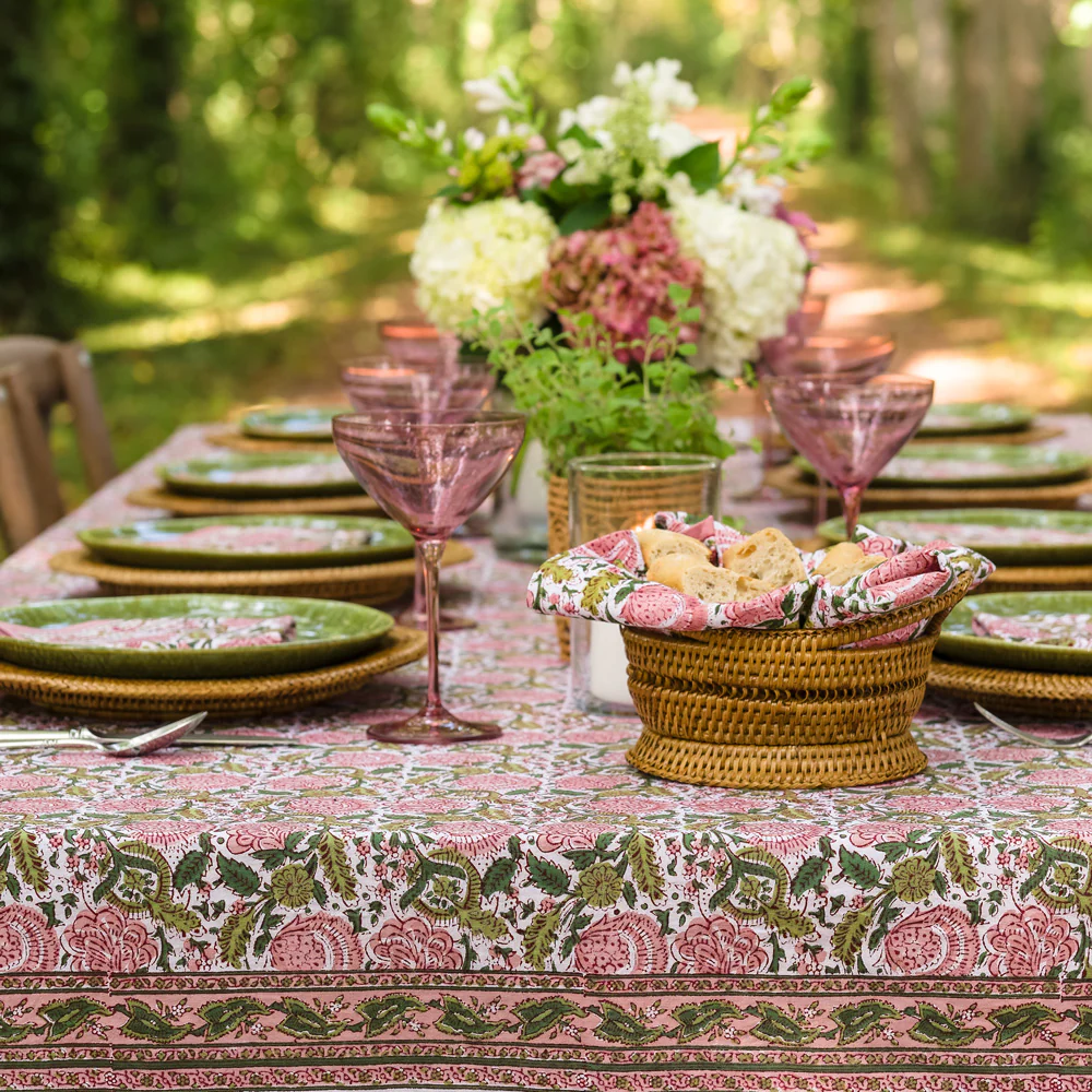 Bohemian Floral Moss & Mauve Tablecloth - Image 4