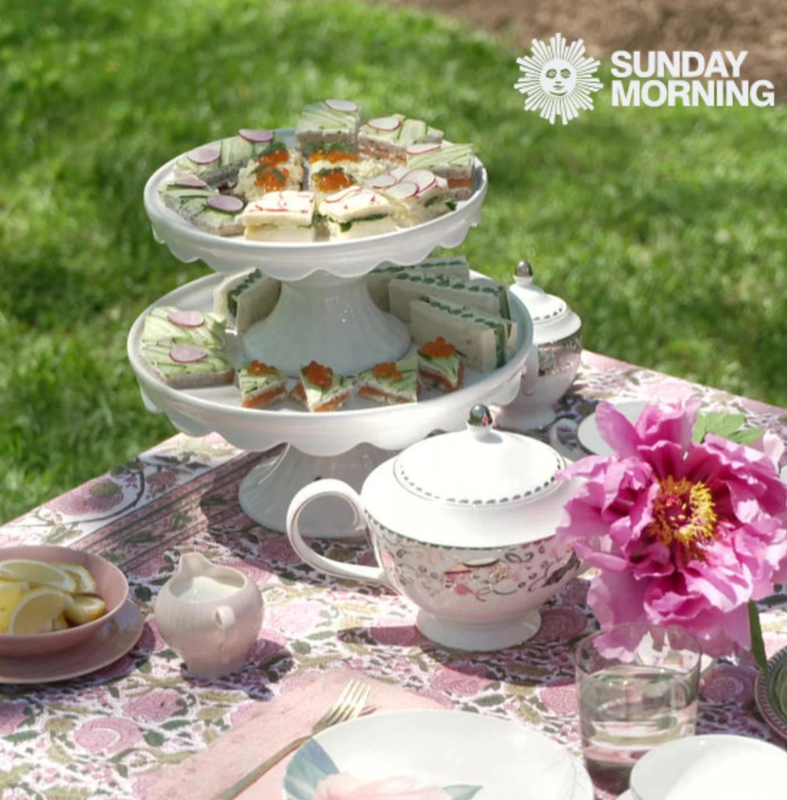 Bohemian Floral Moss & Mauve Tablecloth - Image 6