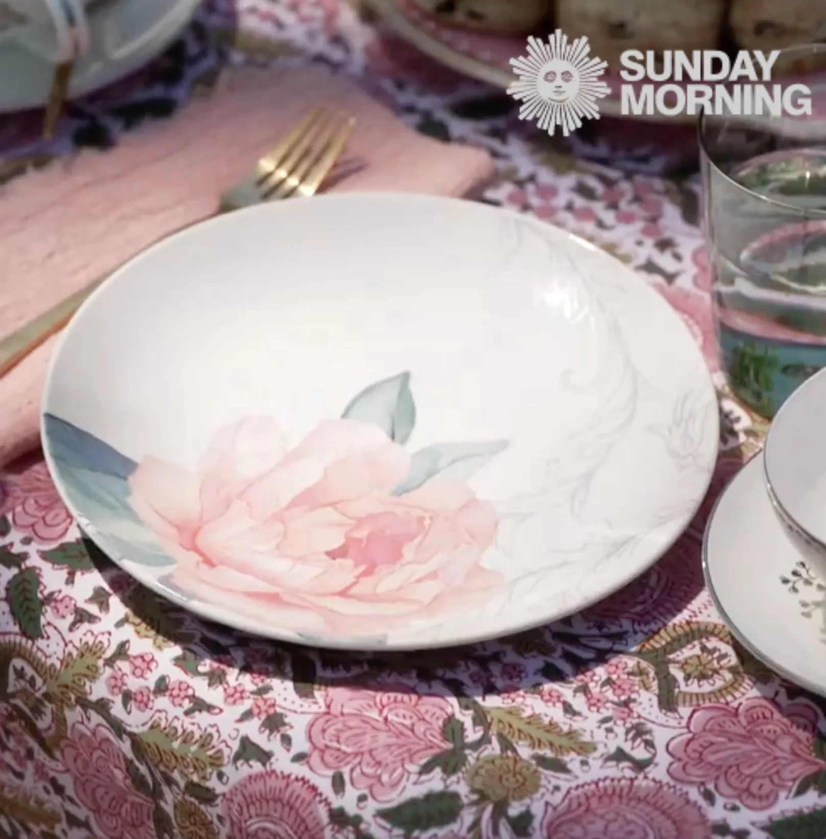 Bohemian Floral Moss & Mauve Tablecloth - Image 7