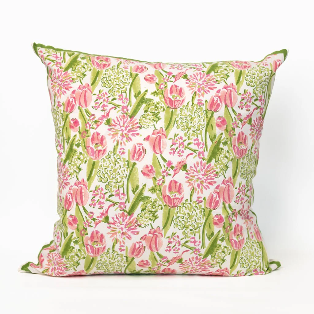 Bouquet Pink & Green Pillow Cover - Image 2