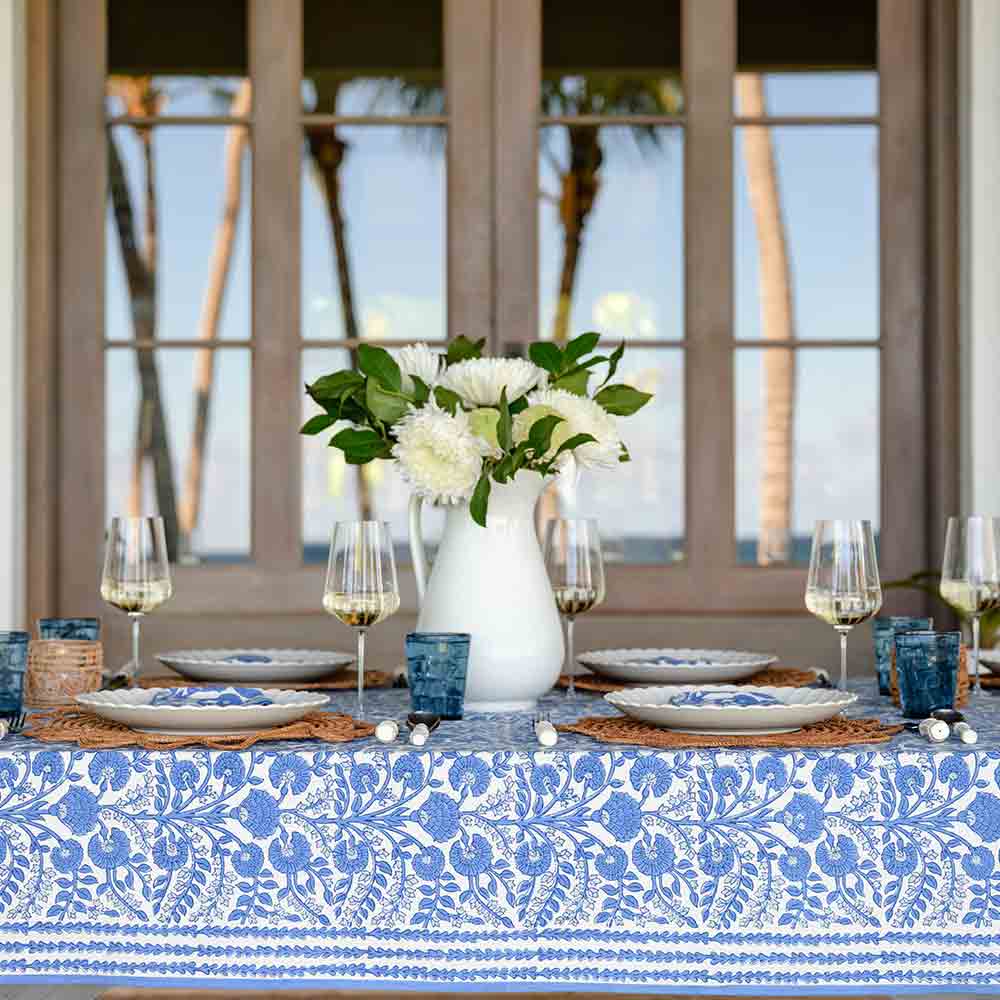 Cactus Flower Blue Tablecloth - Image 3