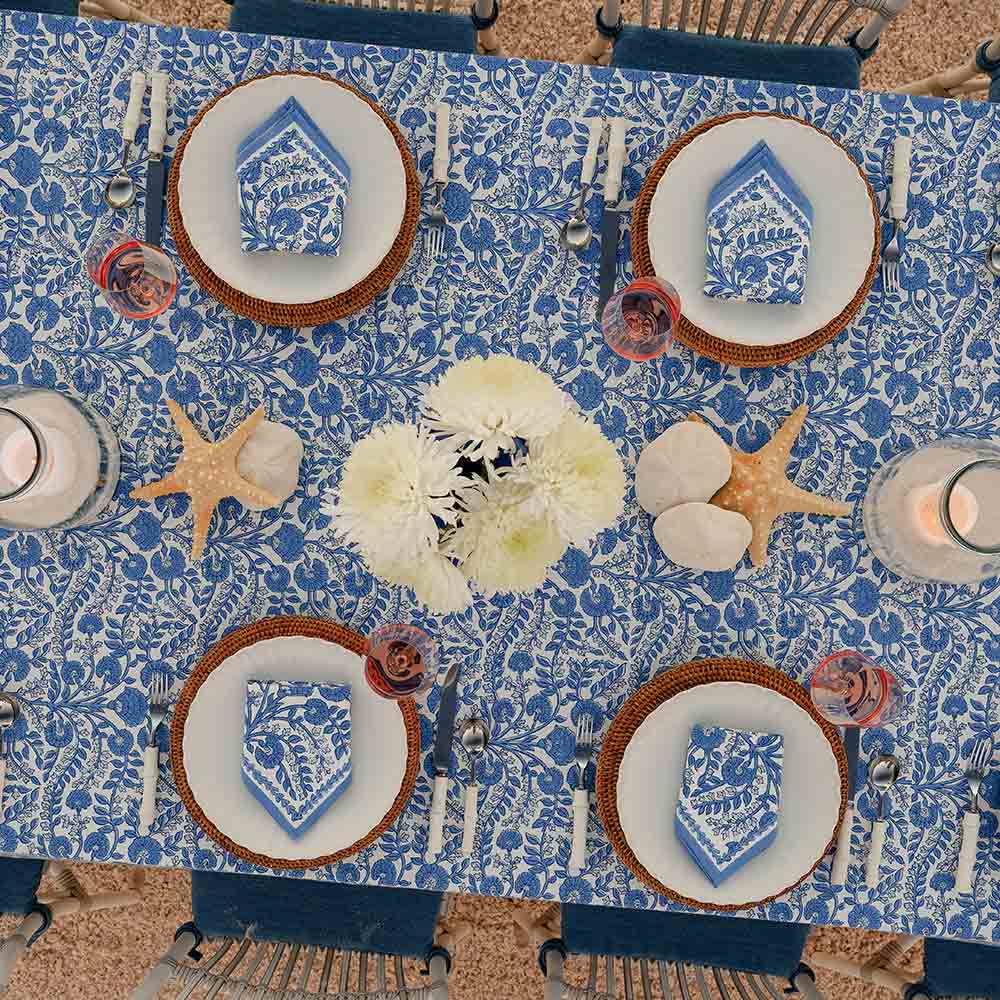 Cactus Flower Blue Tablecloth - Image 6