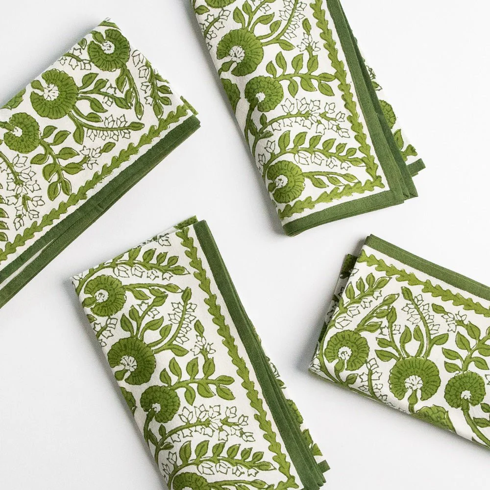 Cactus Flower Lettuce Green Napkin | Set of 4 - Image 3
