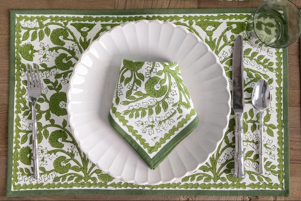 Cactus Flower Lettuce Green Placemat | Set of 4