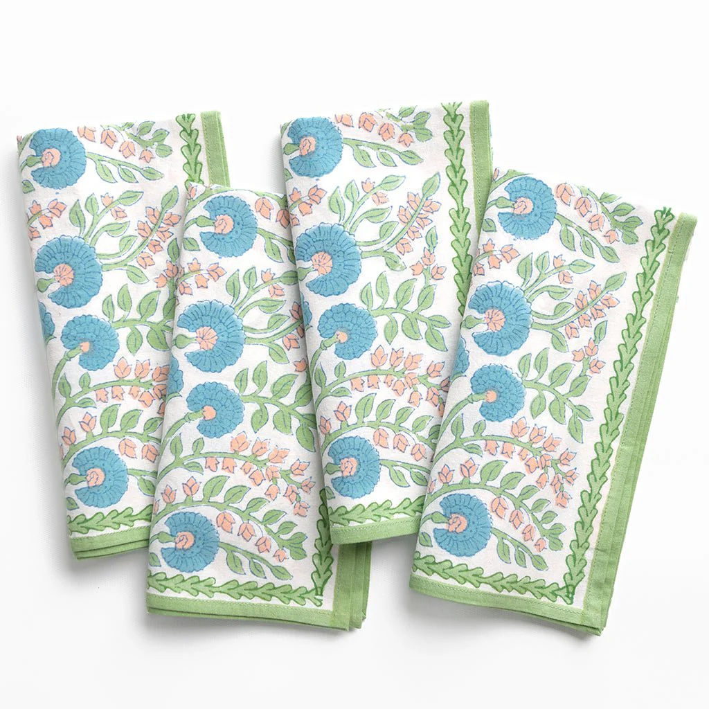 Cactus Flower Meadow & Blue Napkin | Set of 4 - Image 3