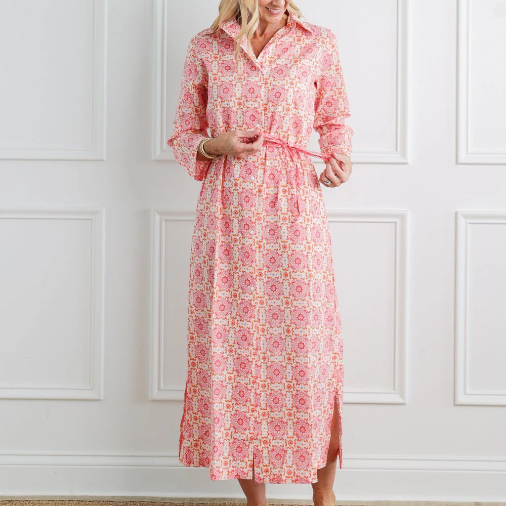 Celia Citrus Long Button Down Dress - Image 2
