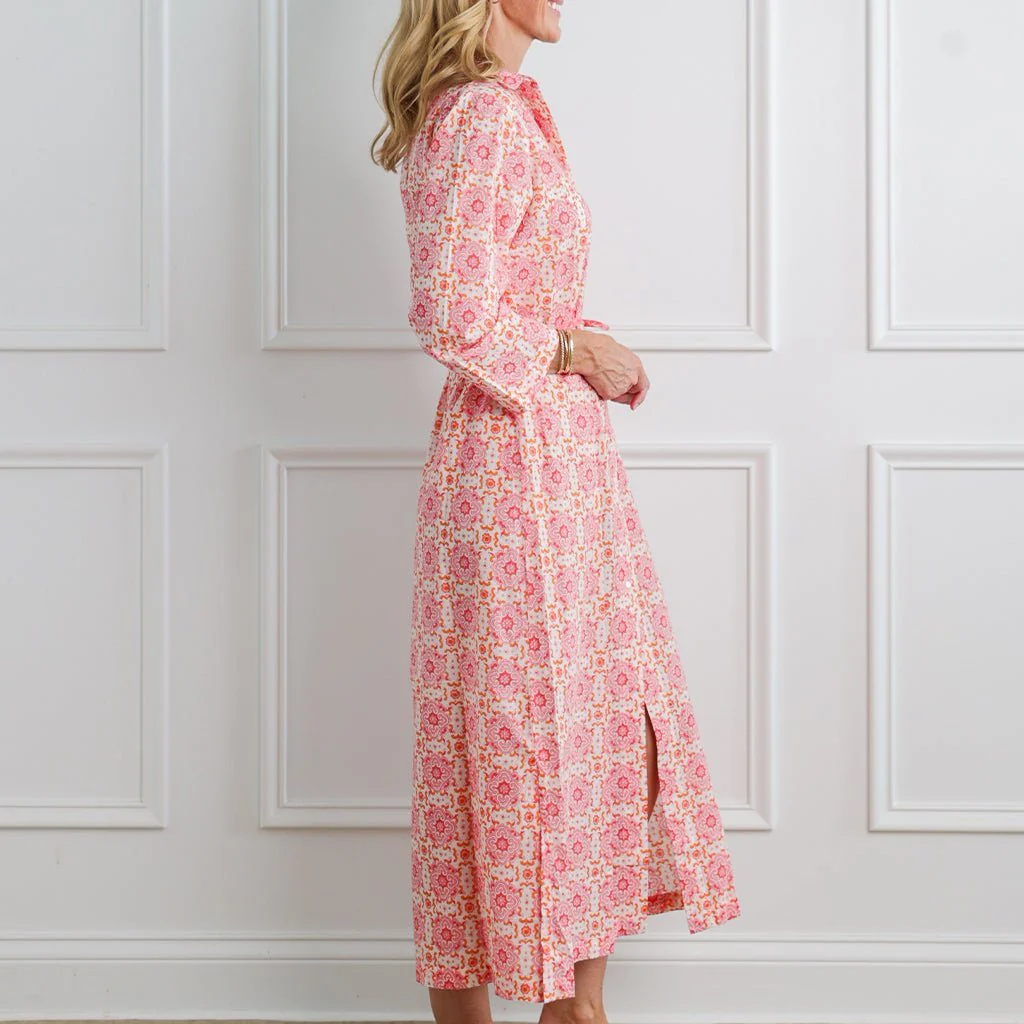 Celia Citrus Long Button Down Dress - Image 3