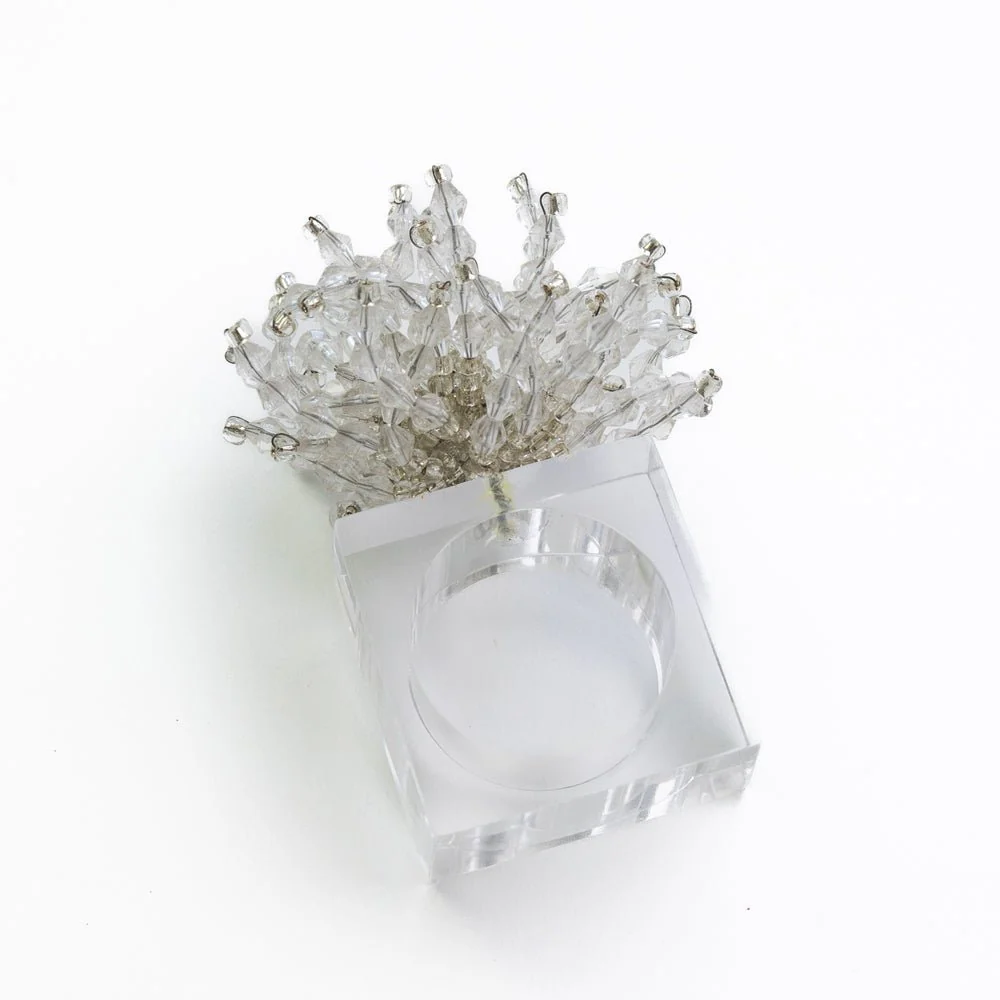 Clear Acrylic Beaded Napkin Ring | Set of 4 - Image 3