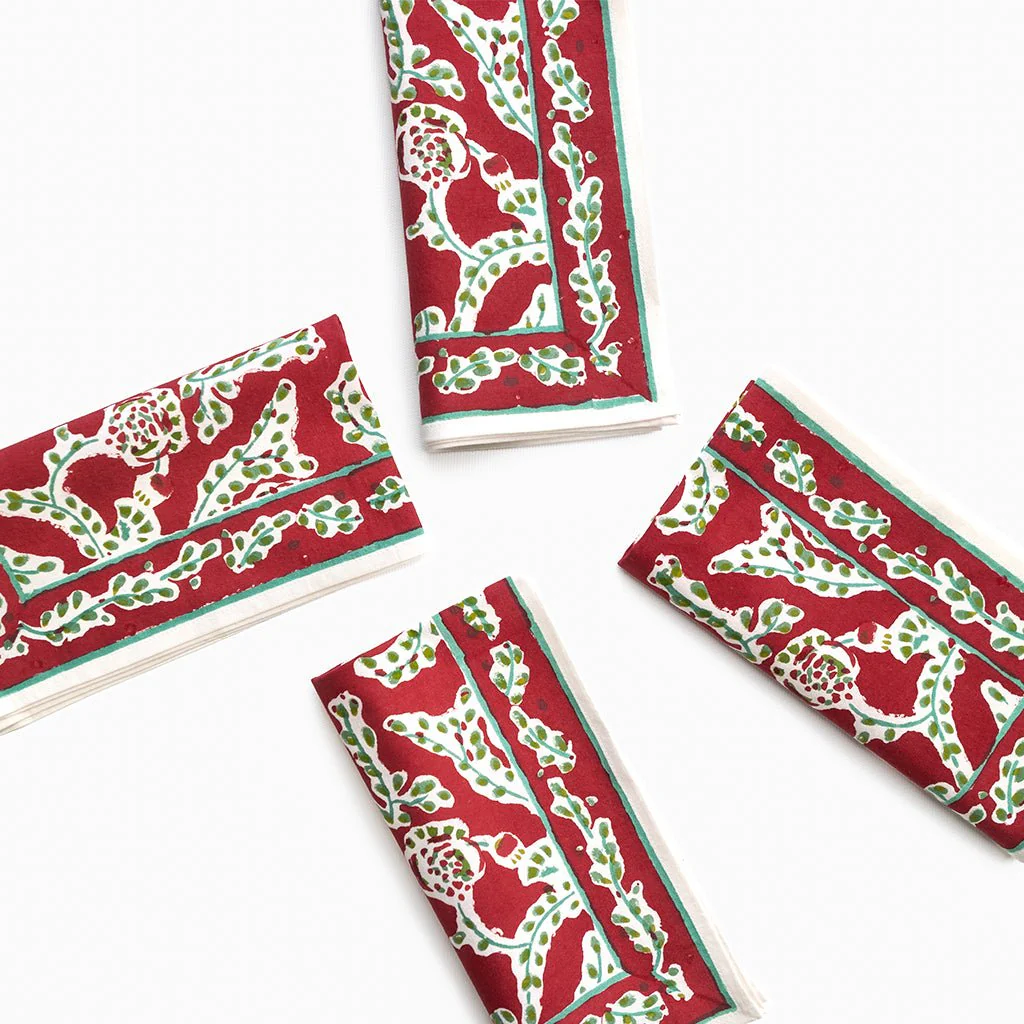 Climbing Dahlia Cranberry Napkin | Set of 4 - Image 2
