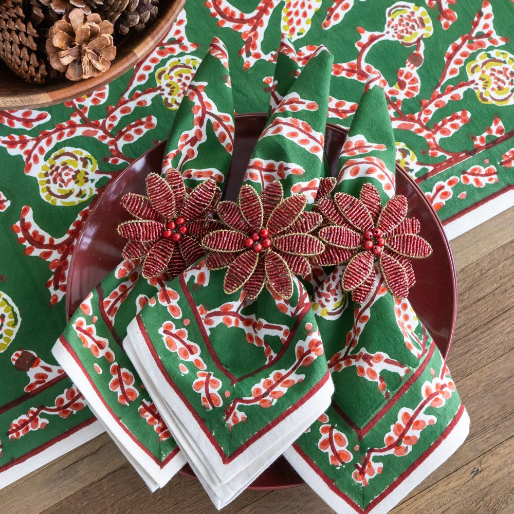 Climbing Dahlia Emerald Green Napkin | Set of 4 - Image 3