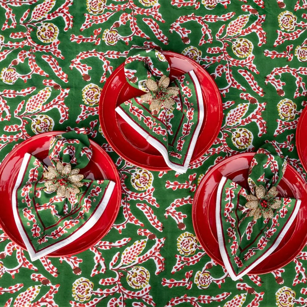 Climbing Dahlia Emerald Green Napkin | Set of 4 - Image 5