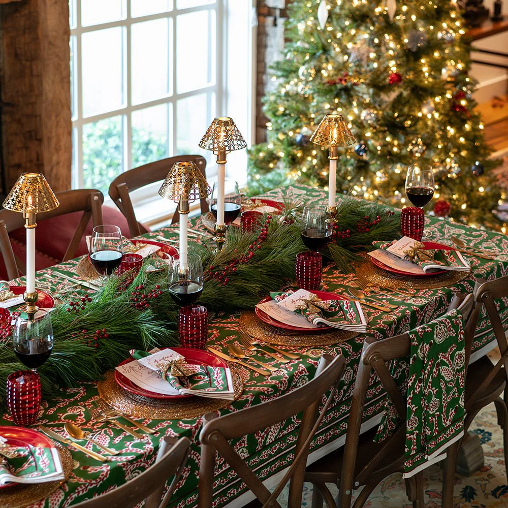 Climbing Dahlia Emerald Green Tablecloth - Image 2