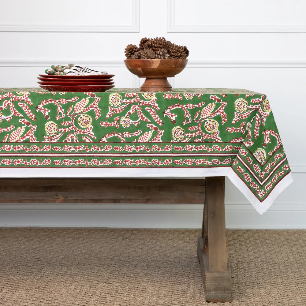 Climbing Dahlia Emerald Green Tablecloth - Image 4
