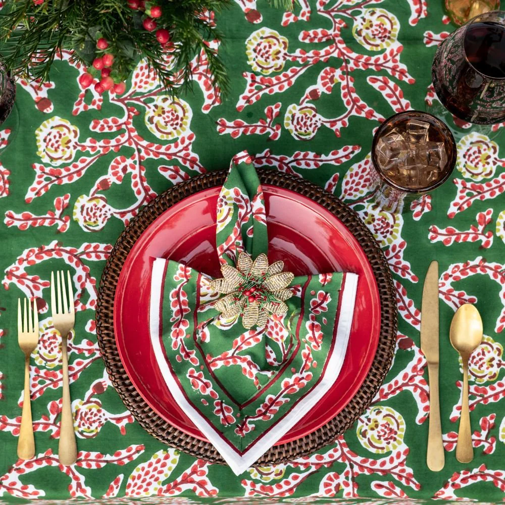 Climbing Dahlia Emerald Green Tablecloth - Image 5
