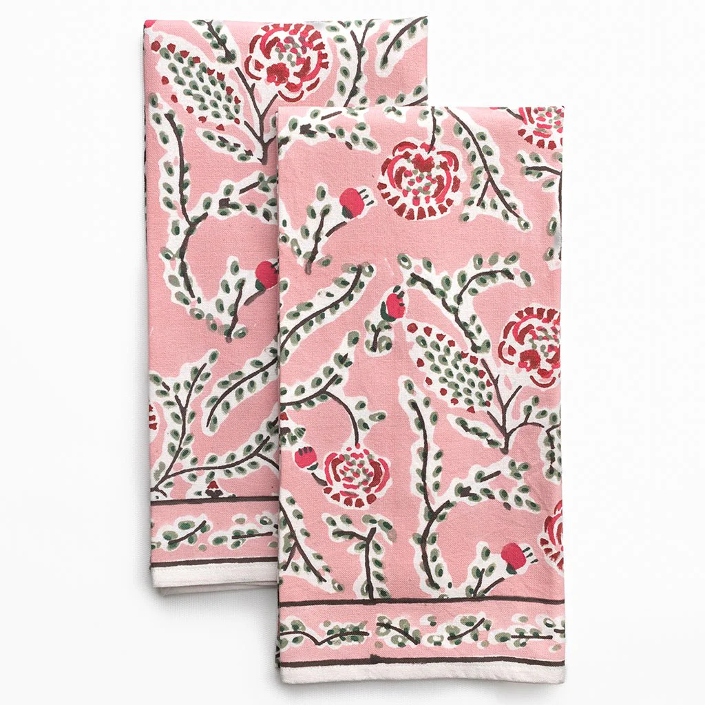 Climbing Dahlia Rose Tea Towels