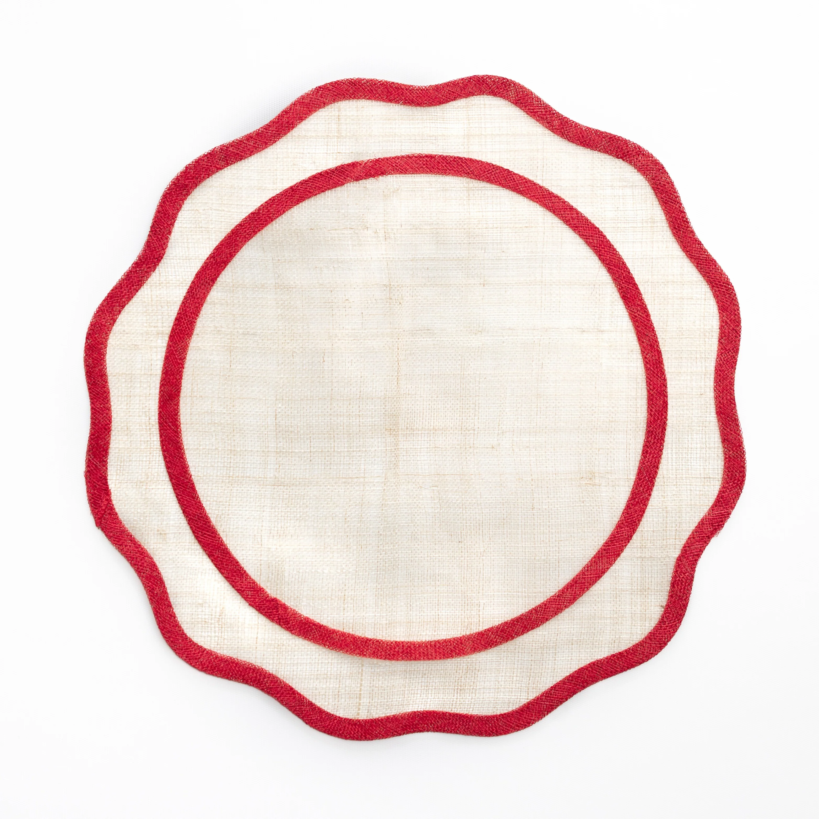Deep Red Scalloped Woven Placemat | Set of 4 - Image 3