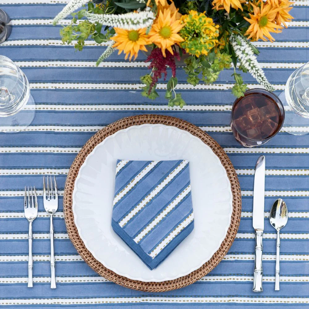 Dotted Stripe Blue Napkin | Set of 4 - Image 3