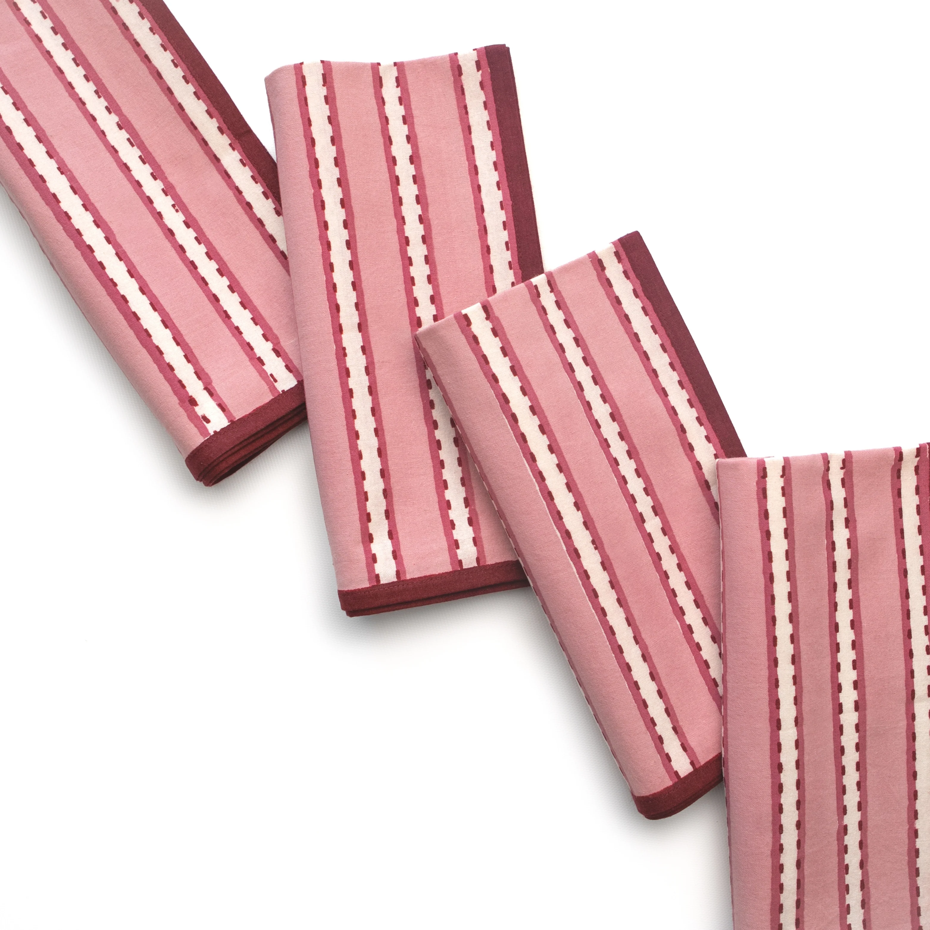 Dotted Stripe Rose Napkin | Set of 4 - Image 5