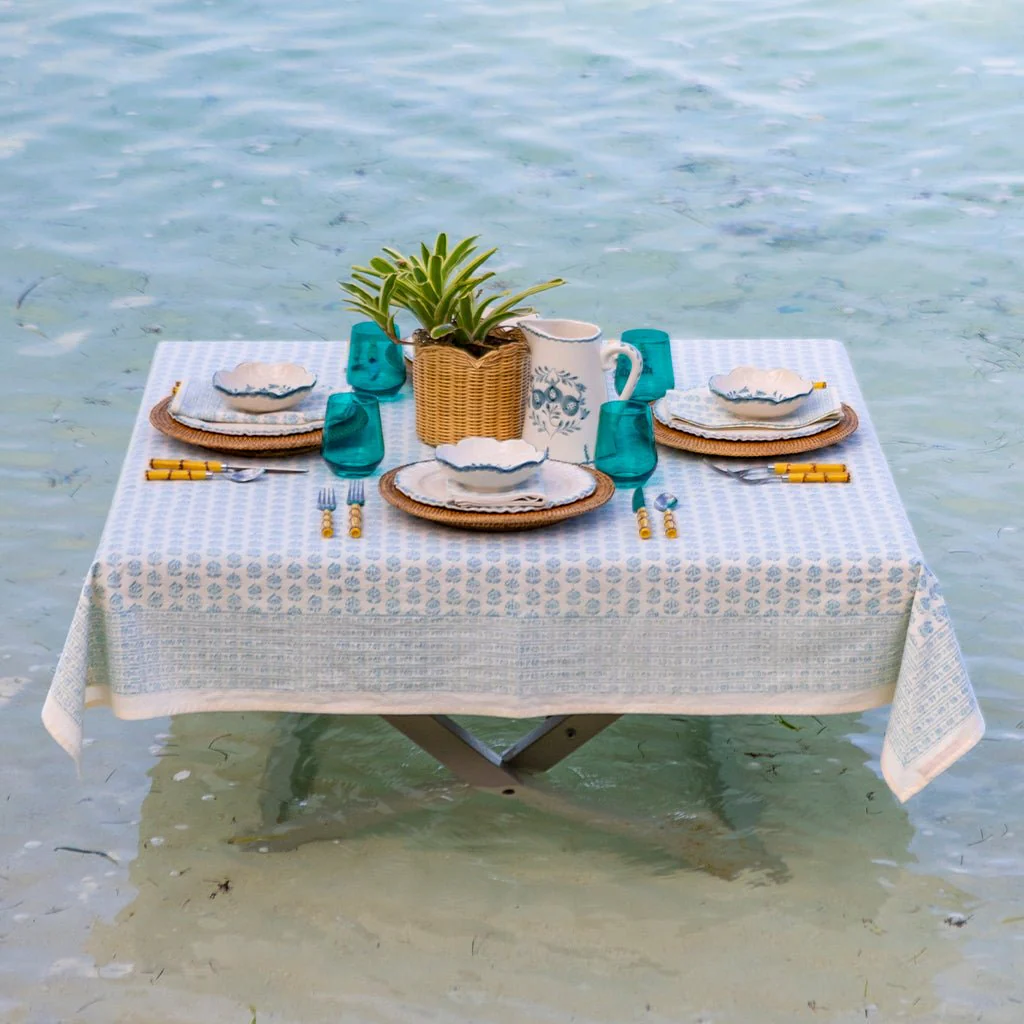 Elise Aqua Tablecloth - Image 2