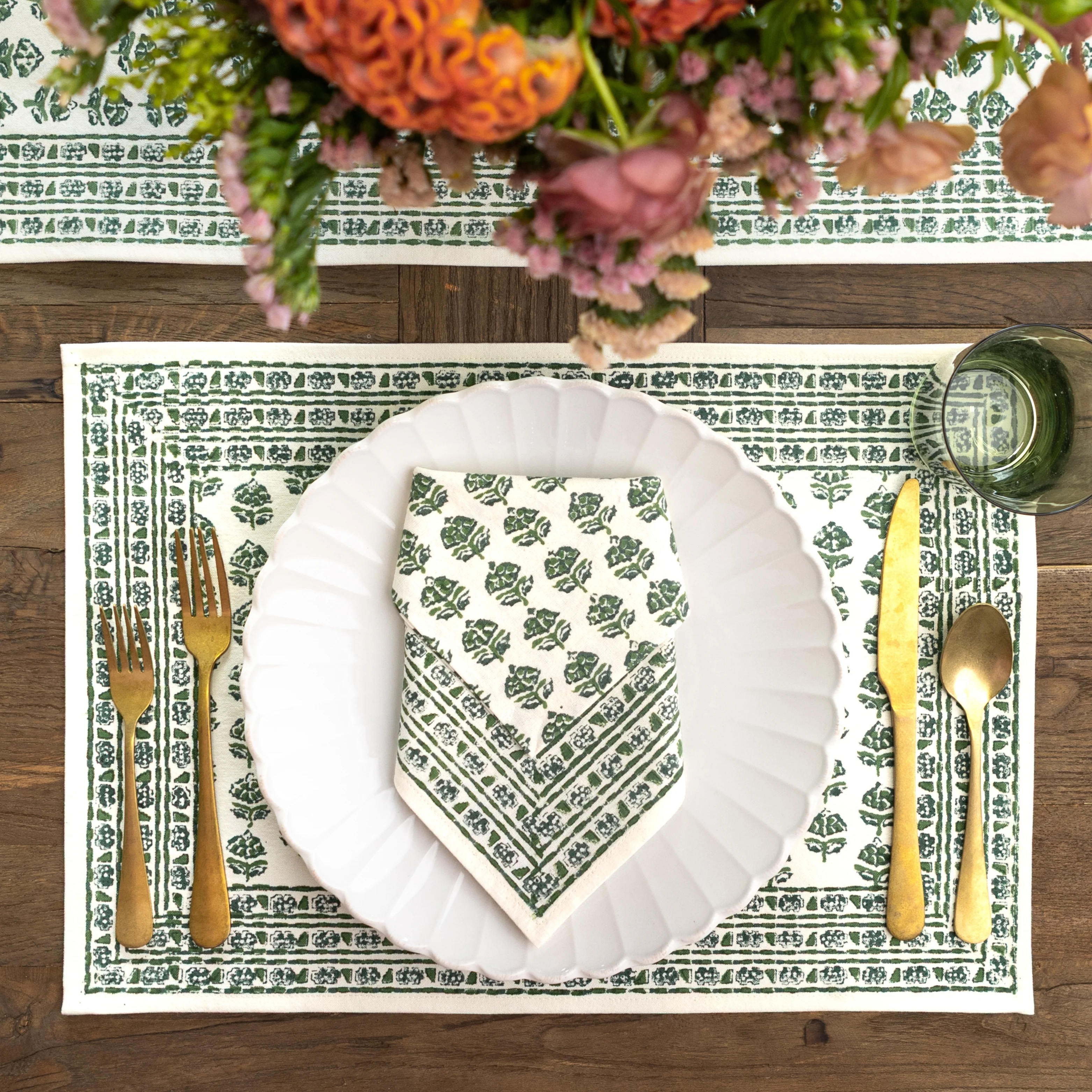 Elise Green Placemat | Set of 4