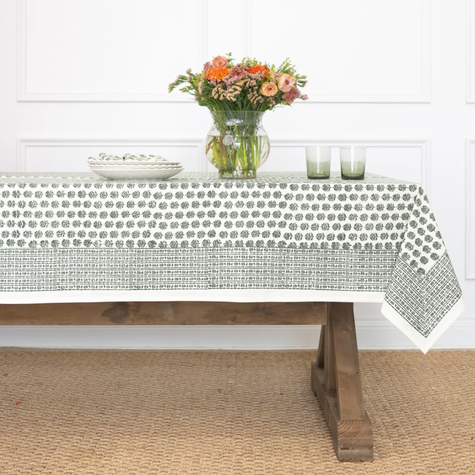 Elise Green Tablecloth - Image 2
