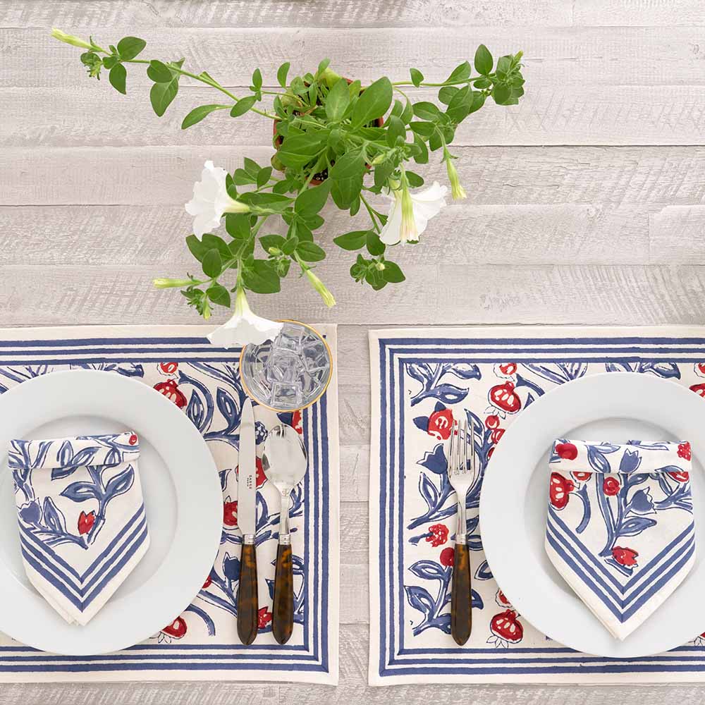 Emma Red & Blue Placemat | Set of 4 - Image 4