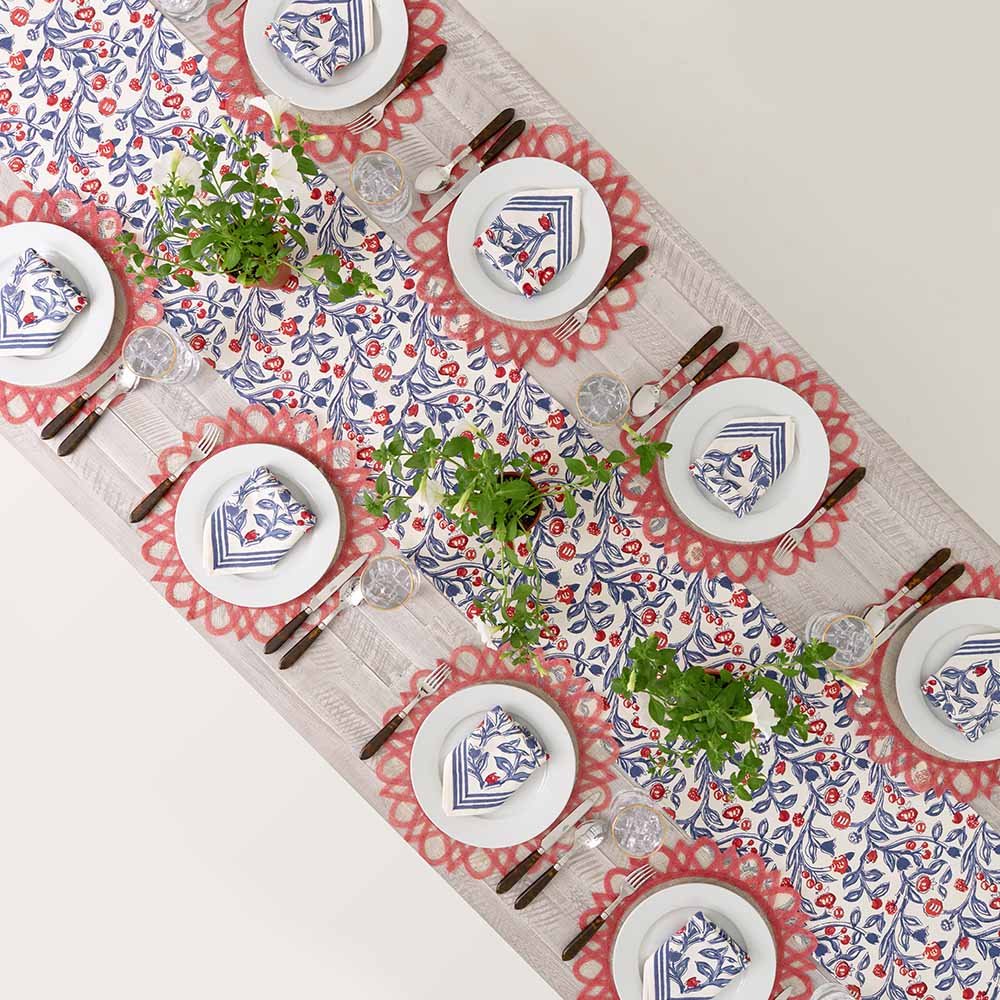Emma Red & Blue Table Runner - Image 3