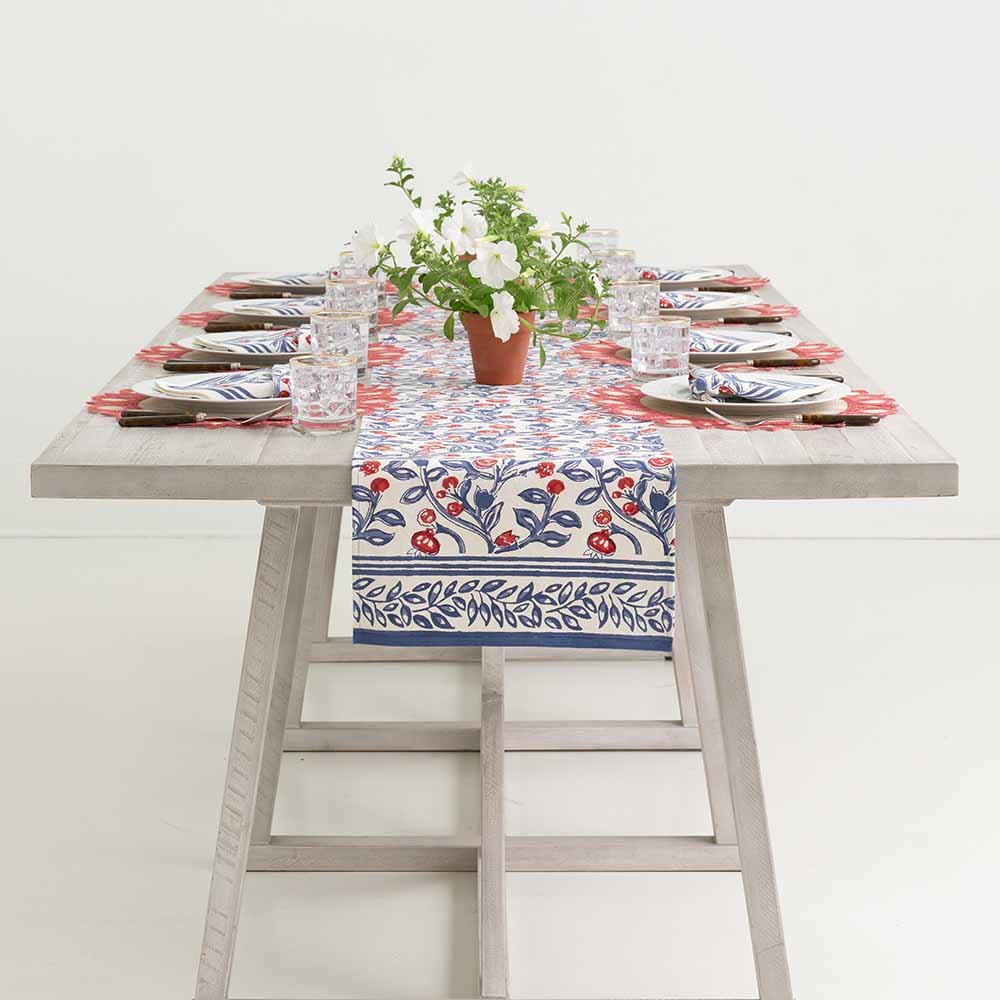 Emma Red & Blue Table Runner - Image 4