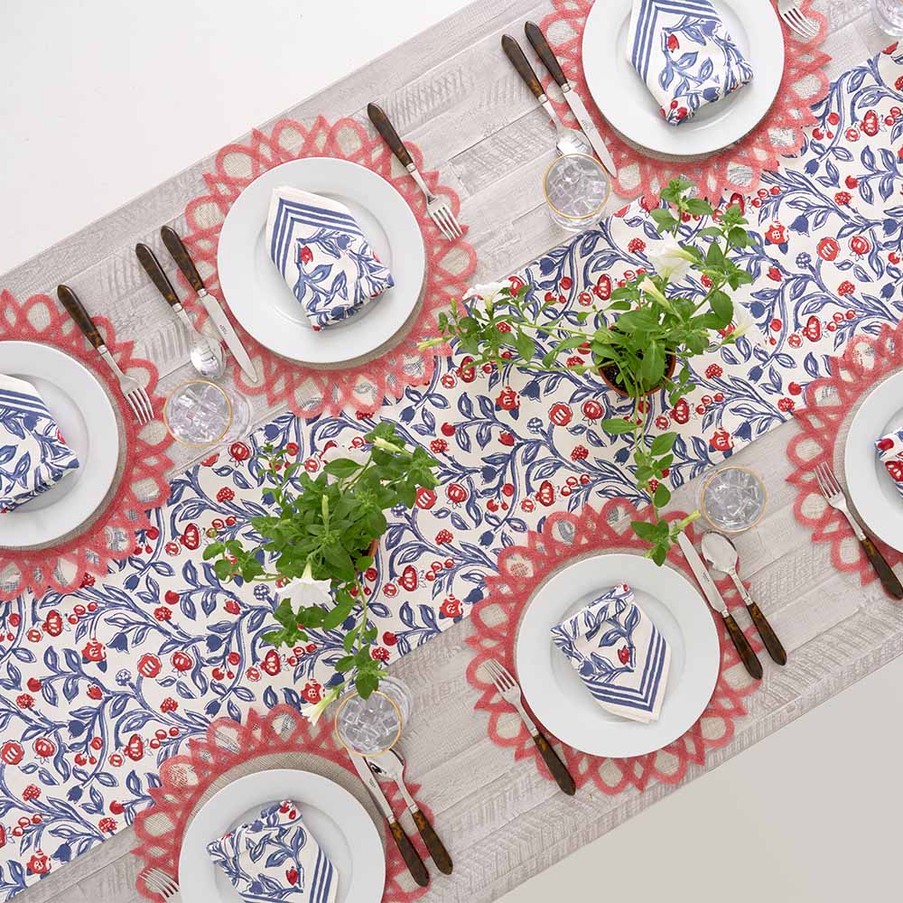 Emma Red & Blue Table Runner - Image 5