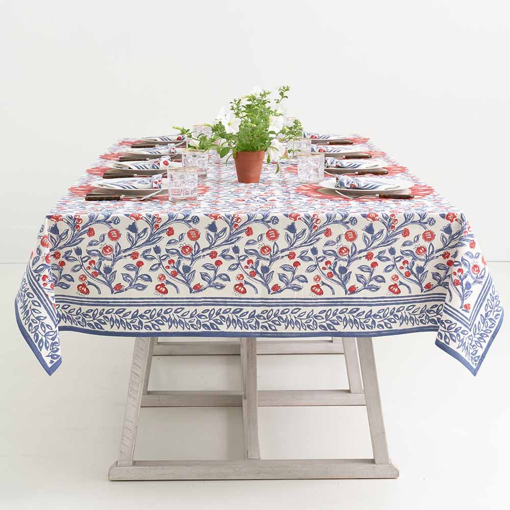 Emma Red & Blue Tablecloth - Image 5