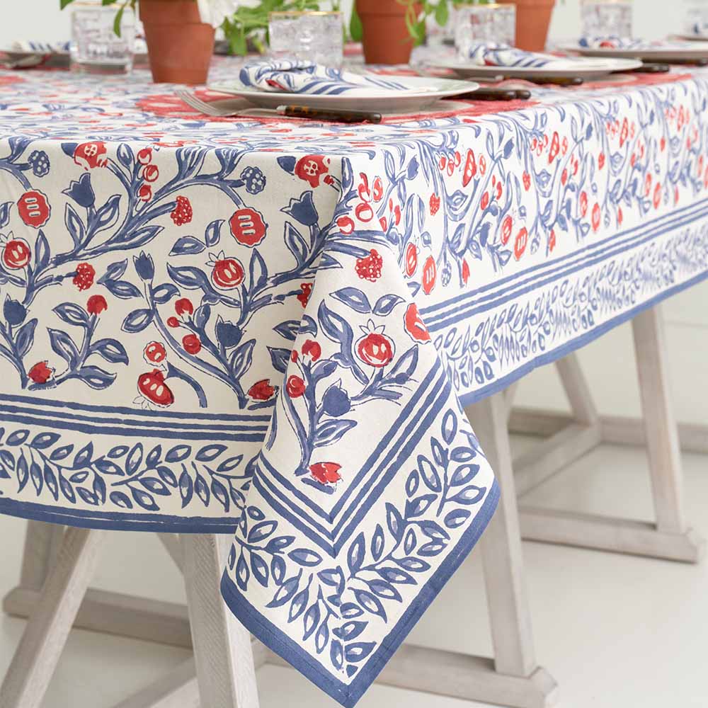 Emma Red & Blue Tablecloth - Image 6