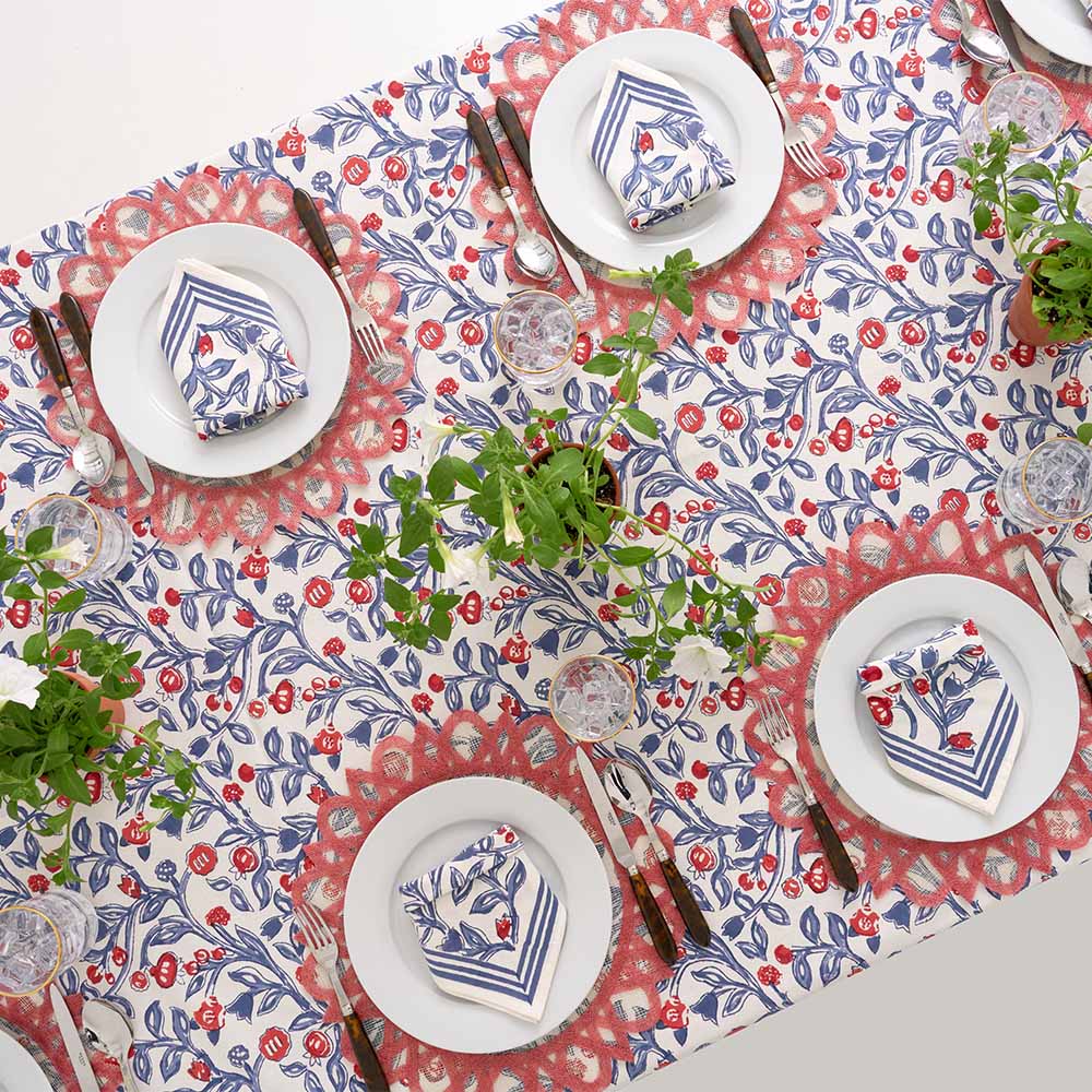 Emma Red & Blue Tablecloth - Image 7