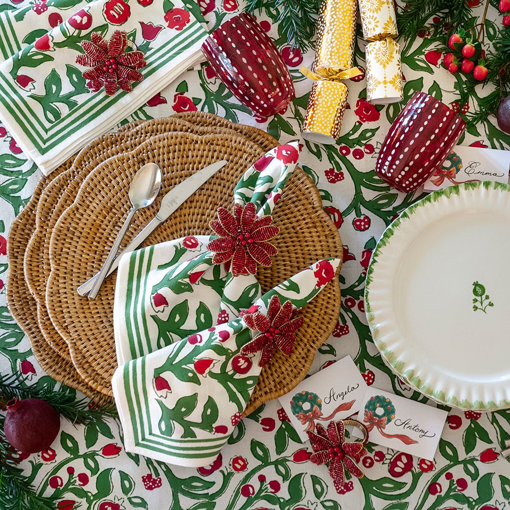 Emma Red & Green Napkin | Set of 4 - Image 3