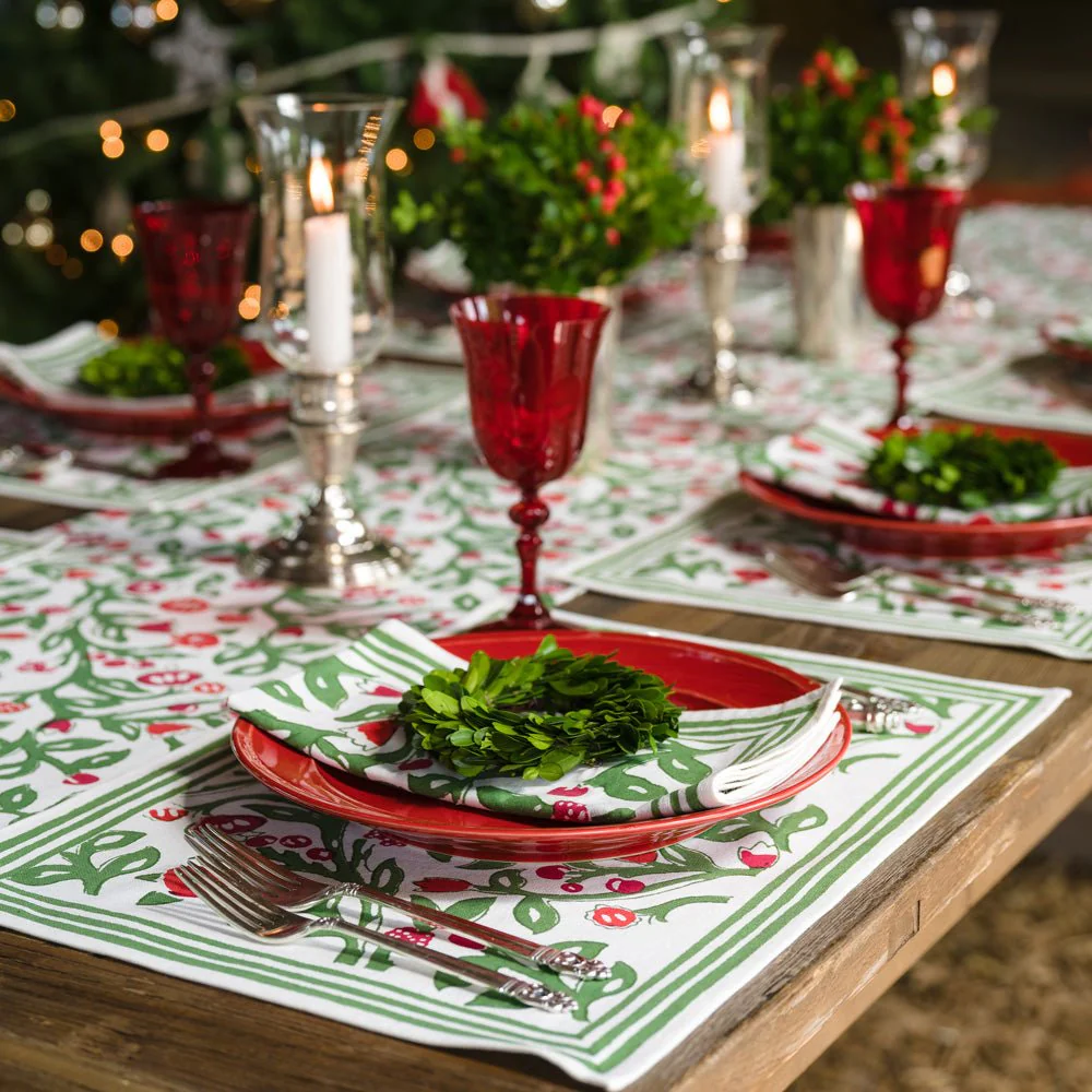 Emma Red & Green Placemat | Set of 4 - Image 3