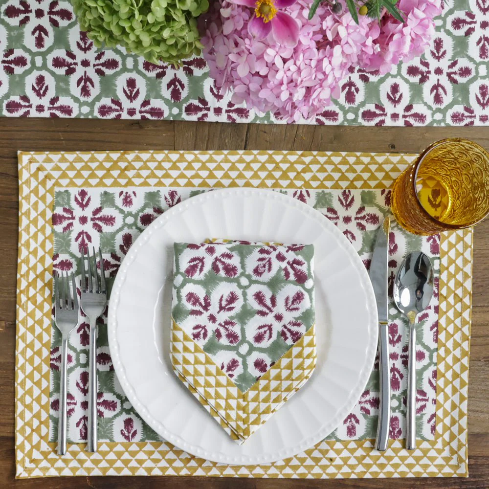 Fleur de Lis Antique Jade Placemat | Set of 4