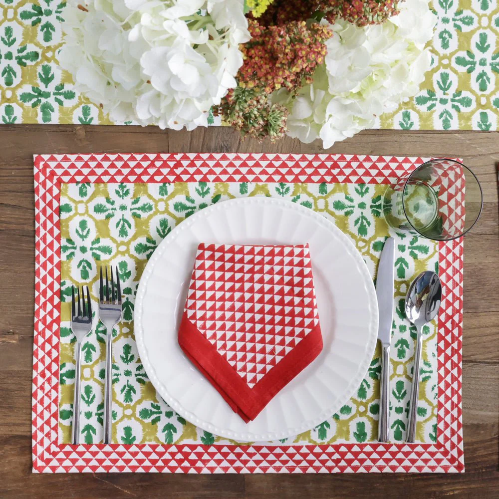 Fleur de Lis Geo Saffron Placemat | Set of 4