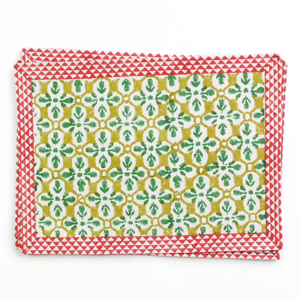Fleur de Lis Geo Saffron Placemat | Set of 4 - Image 2