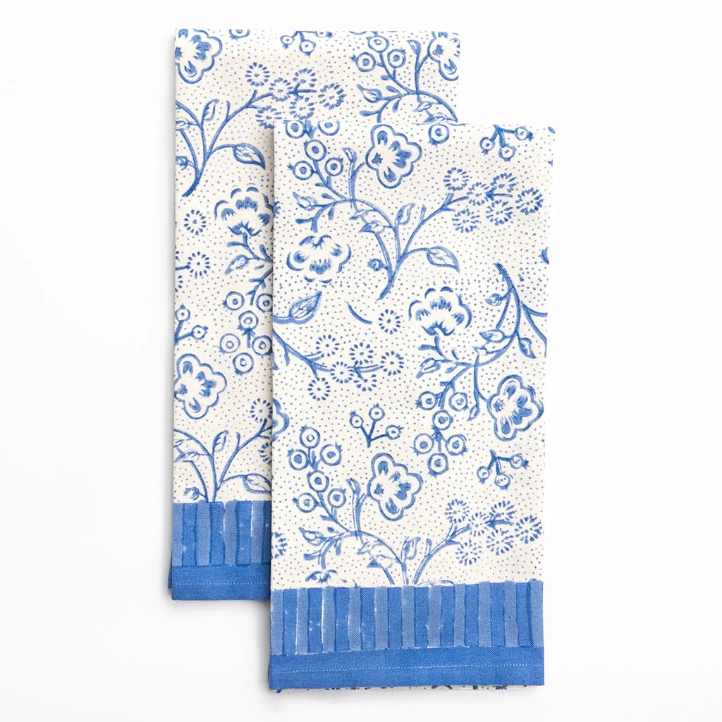 Floral & Berries Blue & White Tea Towels - Image 2