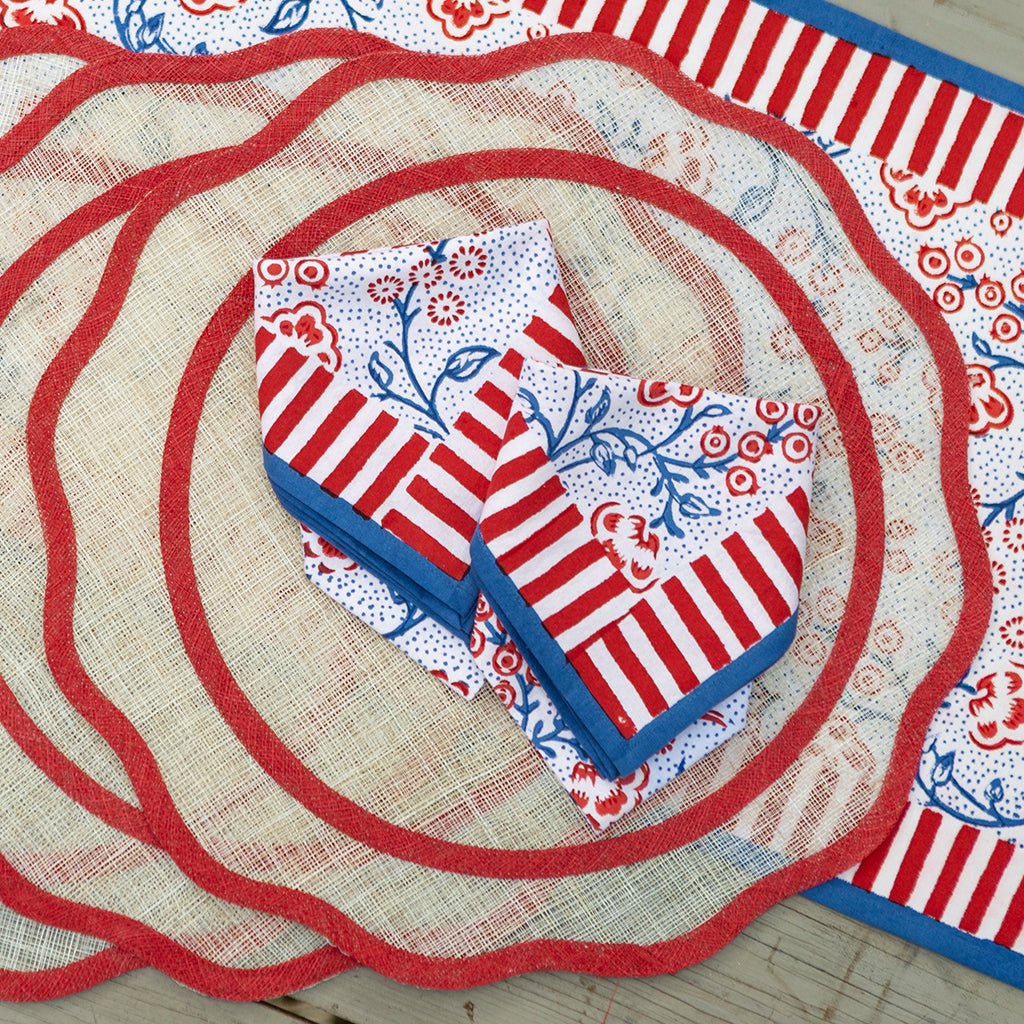 Floral & Berries Red, White & Blue Napkin | Set of 4