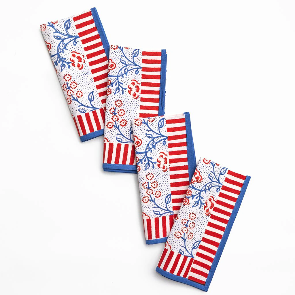 Floral & Berries Red, White & Blue Napkin | Set of 4 - Image 5