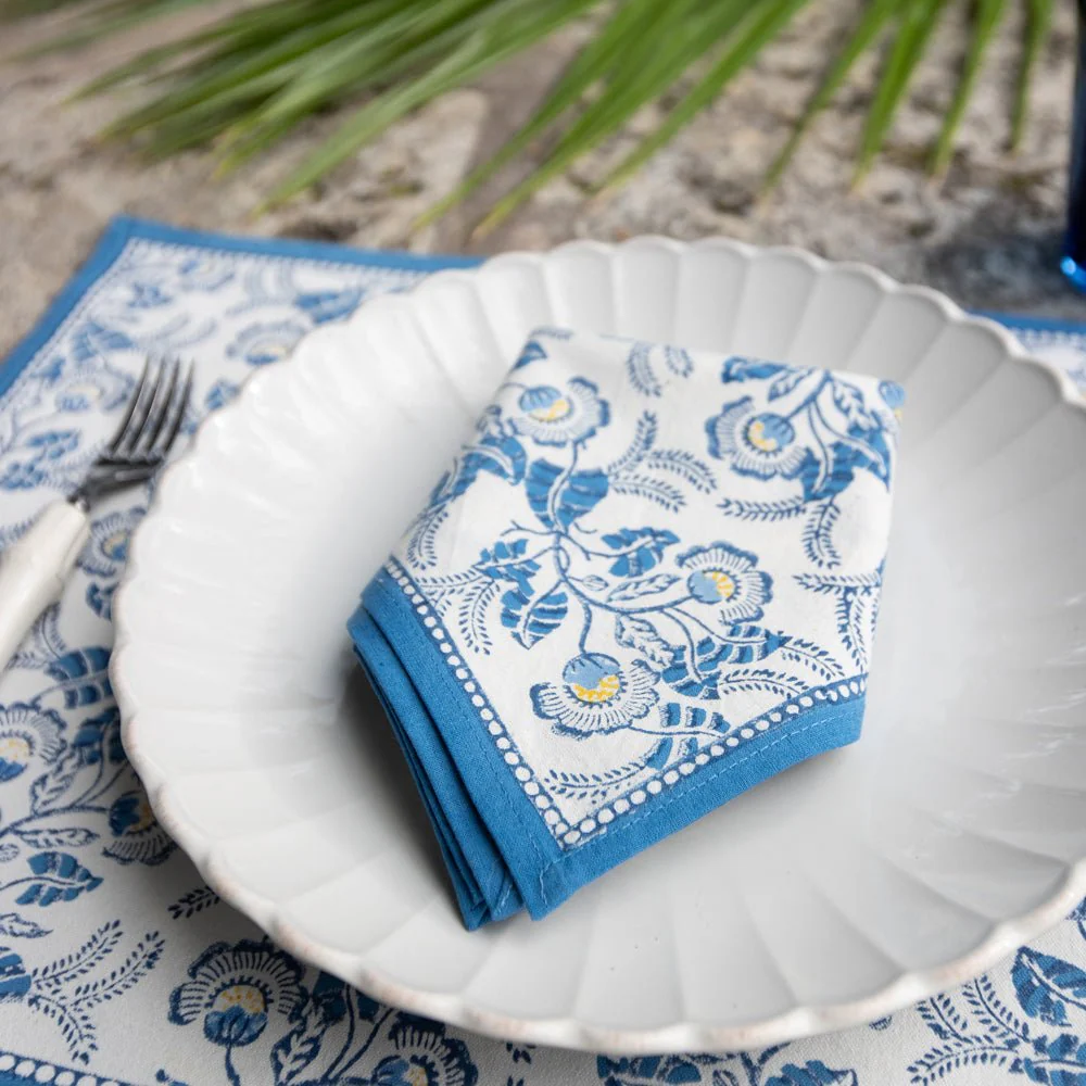 Gardenia Vine Azure Napkin | Set of 4 - Image 3