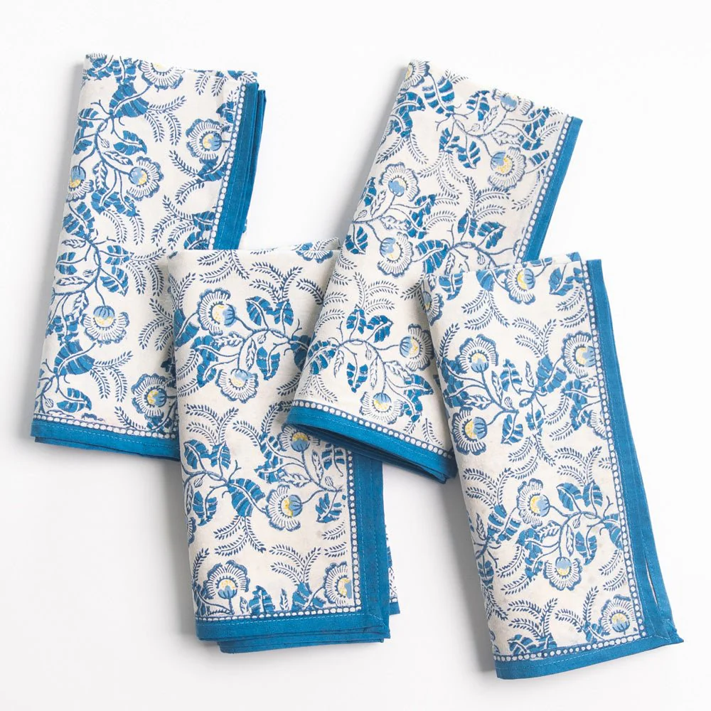 Gardenia Vine Azure Napkin | Set of 4 - Image 4