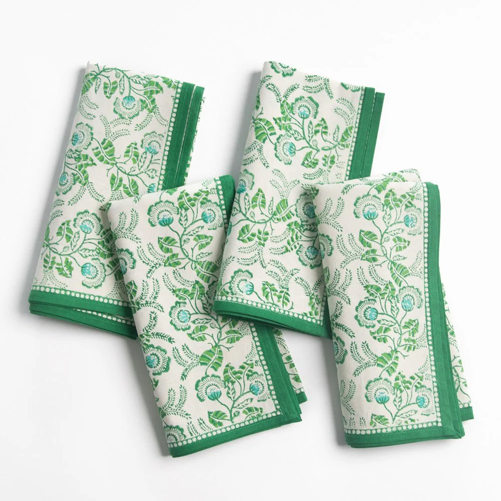 Gardenia Vine Emerald Napkin | Set of 4