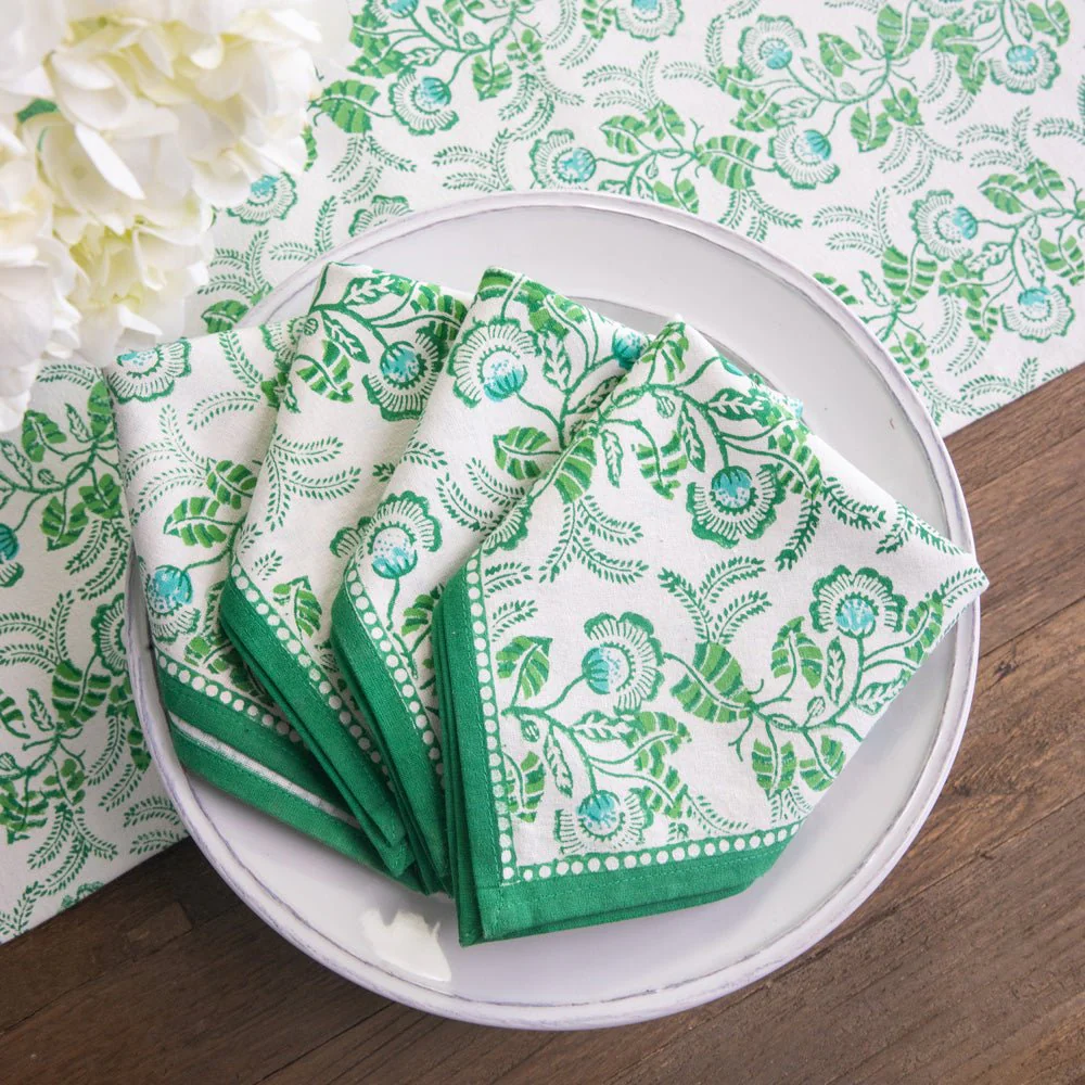 Gardenia Vine Emerald Napkin | Set of 4 - Image 4